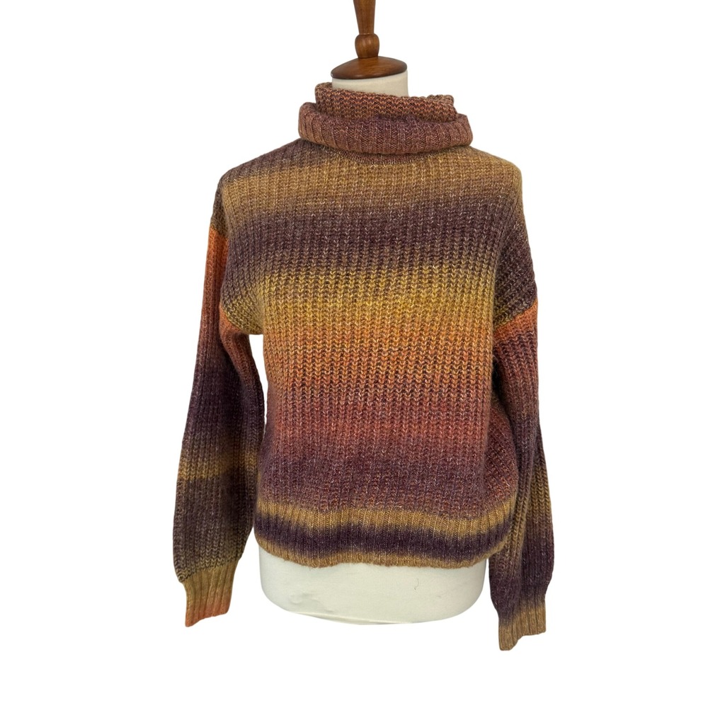 Womens Gradient Turtleneck‎ Sweater Orange Purple Small Wool Autumn Sz Small